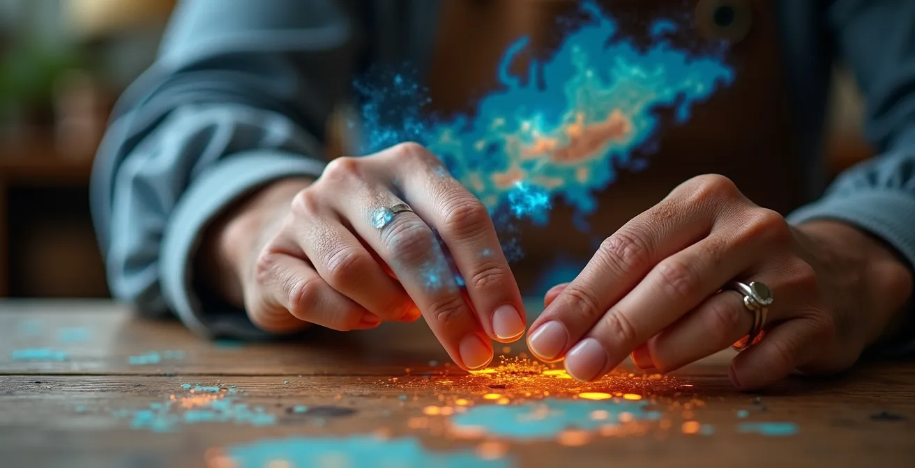 Imprenditore analizza mappe di calore dei dati di mercato locali su schermo olografico