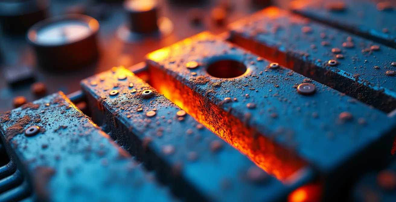 Immagine termica di macchinari industriali che mostra le zone di dispersione energetica