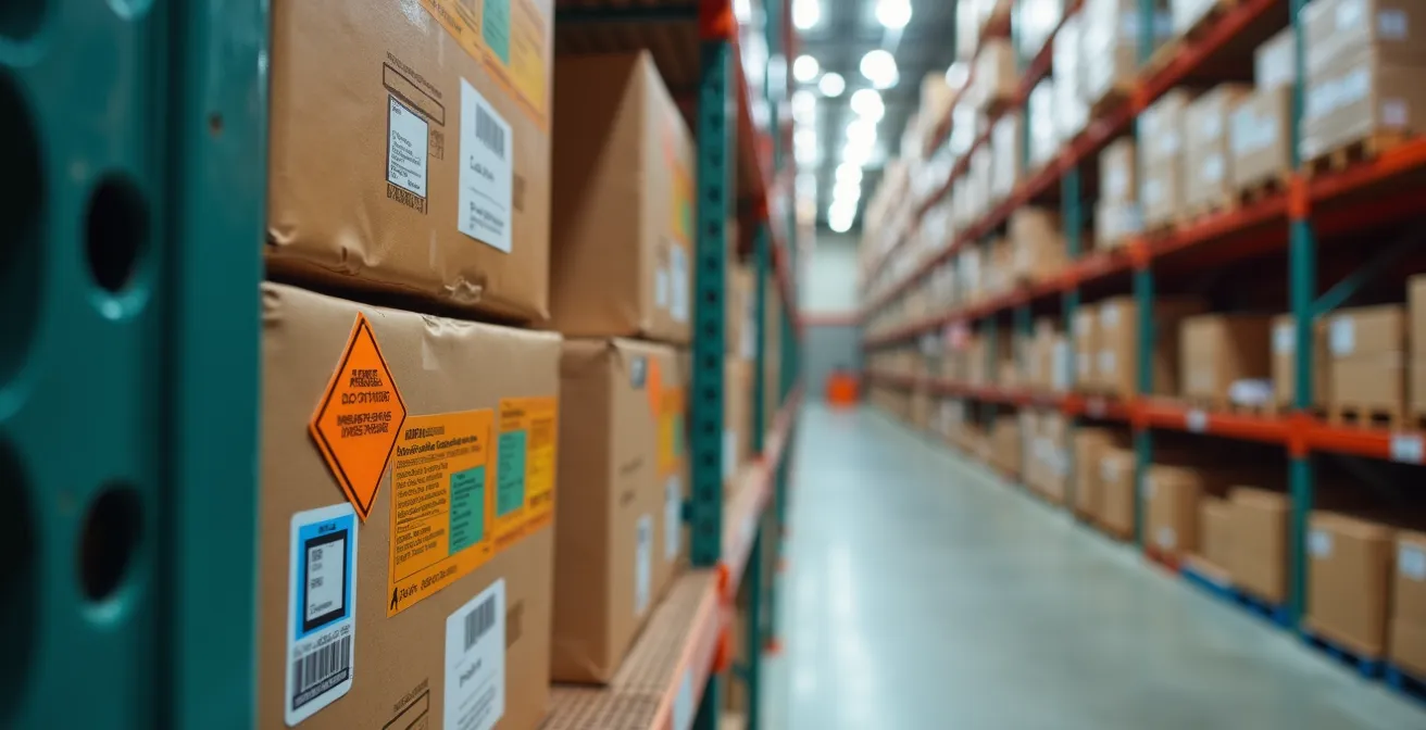 Sistema avanzato di gestione scorte in un magazzino automatizzato con prospettiva macro sui dettagli operativi