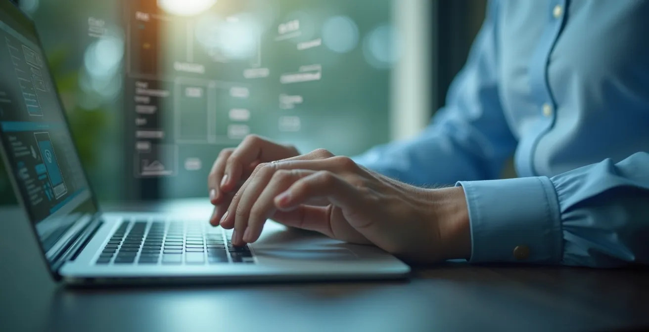 Mano che configura impostazioni di privacy su dispositivo con riflessi di luce protettiva